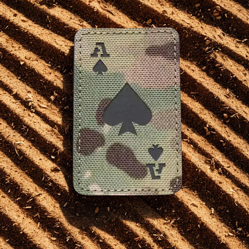 Patch "As de Pique" (Ace of Spades) - Écusson Tactique Réfléchissant & Phosphorescent