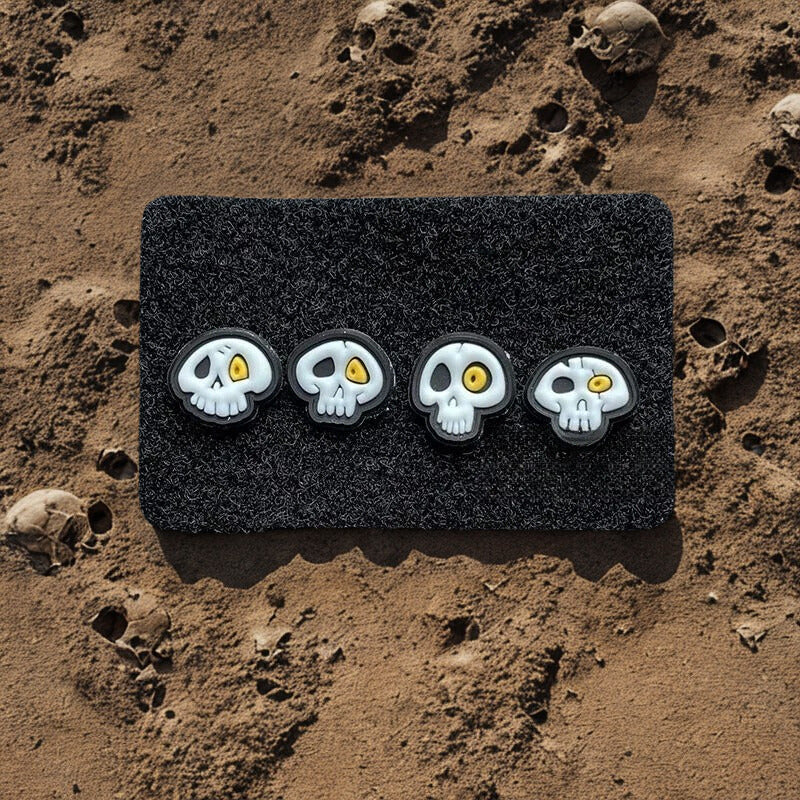 Lot de 4 Patchs "Mini-Skulls" - Écussons Tête de Mort Phosphorescents