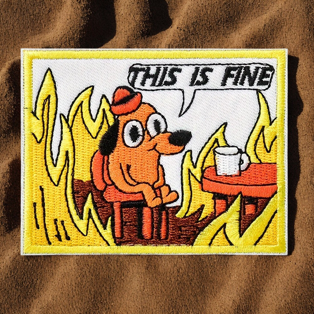 Patch "This is Fine" - Écusson Meme Brodé
