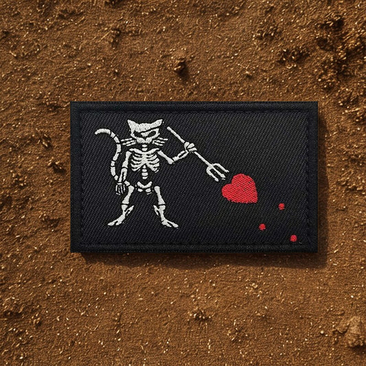 Patch Moral "Chat Squelette" - Parodie de Drapeau Pirate