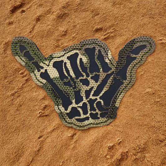Patch "Shaka" Squelette Laser-Cut - Écusson Tactique Camo