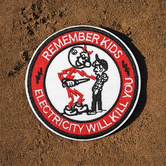 Patch "Electricity Will Kill You" - Écusson Humoristique Rétro