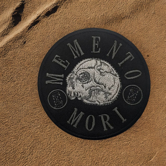Patch "Memento Mori" avec Crâne de Chat - Écusson Philosophique Rond