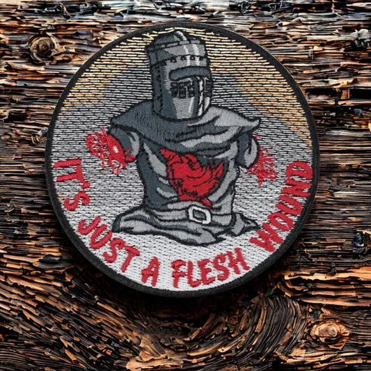 Patch Moral "Just a Flesh Wound" - Écusson du Chevalier Noir (Monty Python)