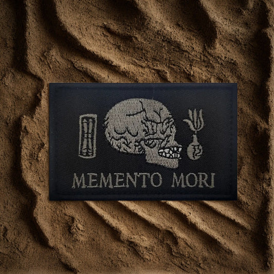 Patch "Memento Mori" Philosophique - Écusson Tête de Mort et Sablier