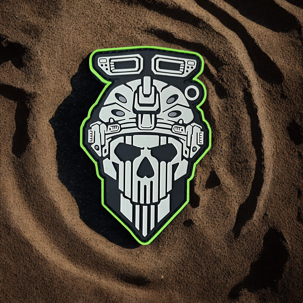 Patch "Ghost" avec Contour Vert Fluo - Écusson Tactique en PVC 3D
