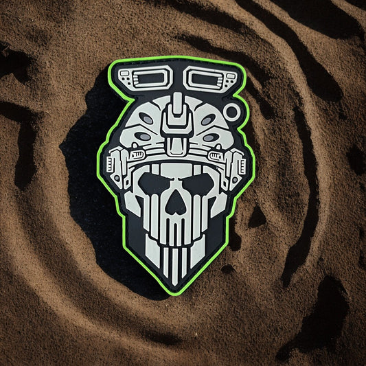 Patch "Ghost" avec Contour Vert Fluo - Écusson Tactique en PVC 3D