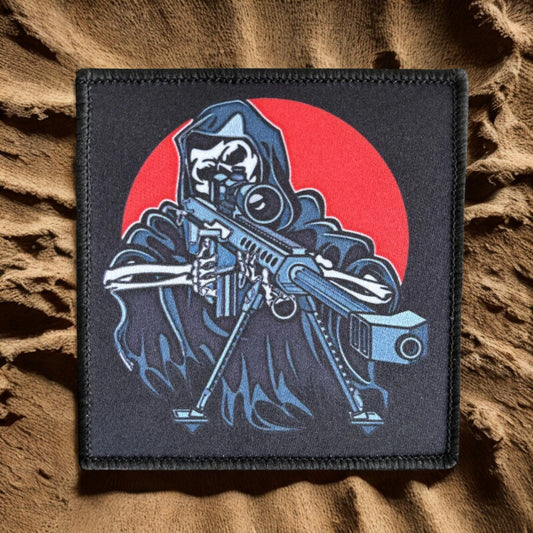 Patch Moral "Le Faucheur Sniper" - Écusson Artistique de Chasseur