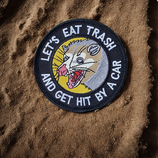 Patch Moral "Let's Eat Trash" - Écusson Opossum Humoristique