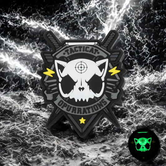 Patch "Tacticat" - Écusson de Chat Opérateur Phosphorescent