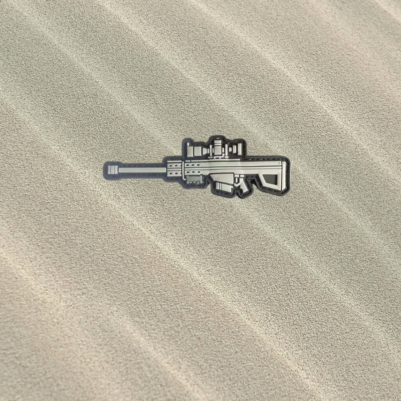 Patch Barrett .50 Cal - Écusson Fusil de Précision Lourd en PVC 3D