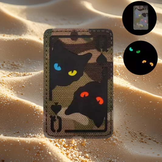 Patch "Roi et Dame de Cœur" - Écusson de Chats Réfléchissant & Phosphorescent