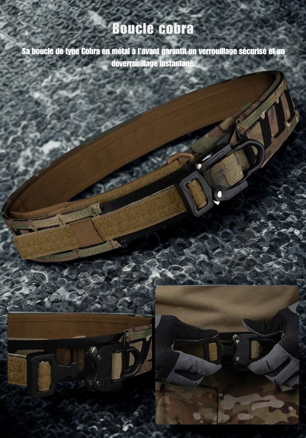 Ceinture Tactique de Combat avec Boucle Cobra et Système MOLLE
