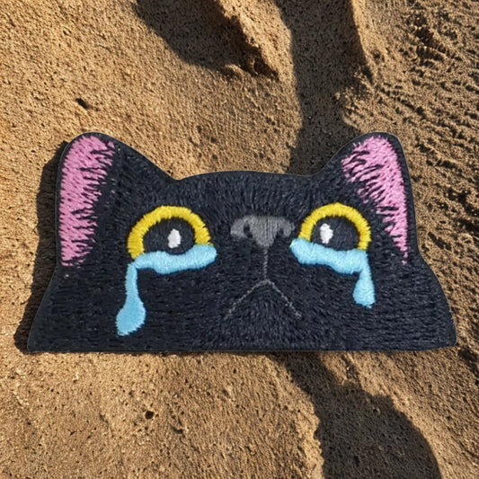 Patch "Crying Cat" - Écusson Meme Chat Triste Brodé