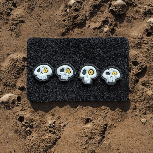Lot de 4 Patchs "Mini-Skulls" - Écussons Tête de Mort Phosphorescents