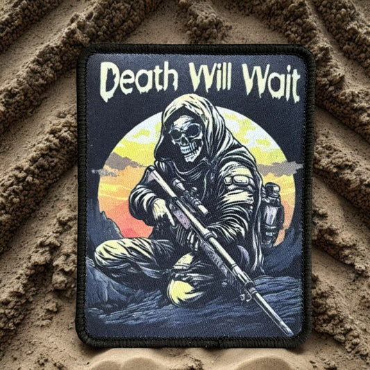 Patch Moral "Death Will Wait" - Écusson de la Faucheuse (The Reaper)