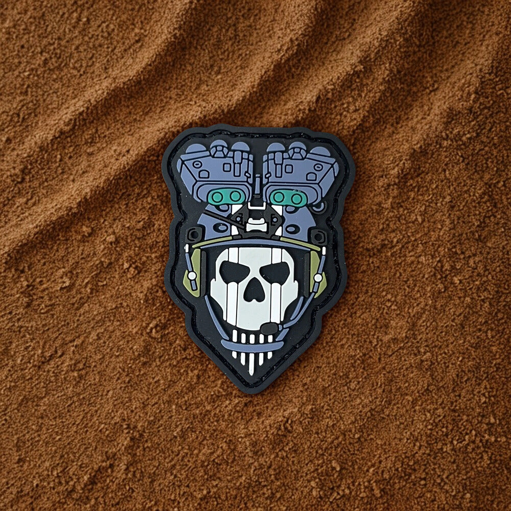 Patch "Mech-Skull" - Écusson d'Opérateur Futuriste en PVC 3D