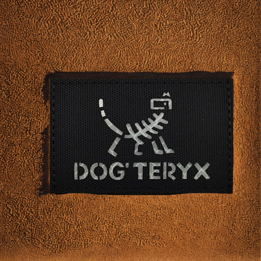 Insigne Humoristique "DOG'TERYX" - Patch Squelette de Chien Tactique