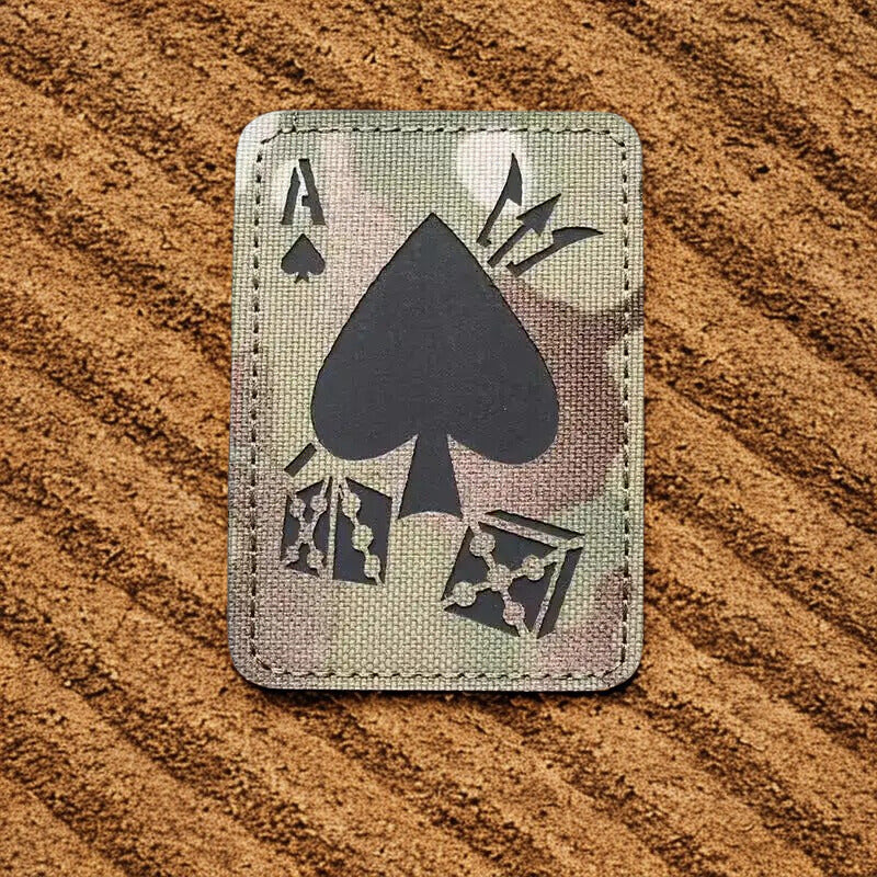 Patch "As de Pique" (Ace of Spades) - Écusson Tactique Réfléchissant & Phosphorescent